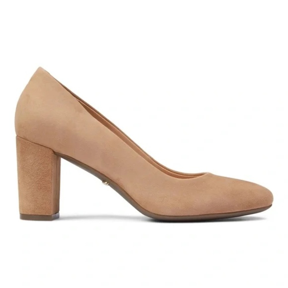 Vionic Mariana tan suede block heels